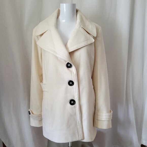 Apt. 9 Jackets & Blazers - Apt. 9 Pea Coat Single breasted Warm White Large 60% Wool Classic Chic Cottage